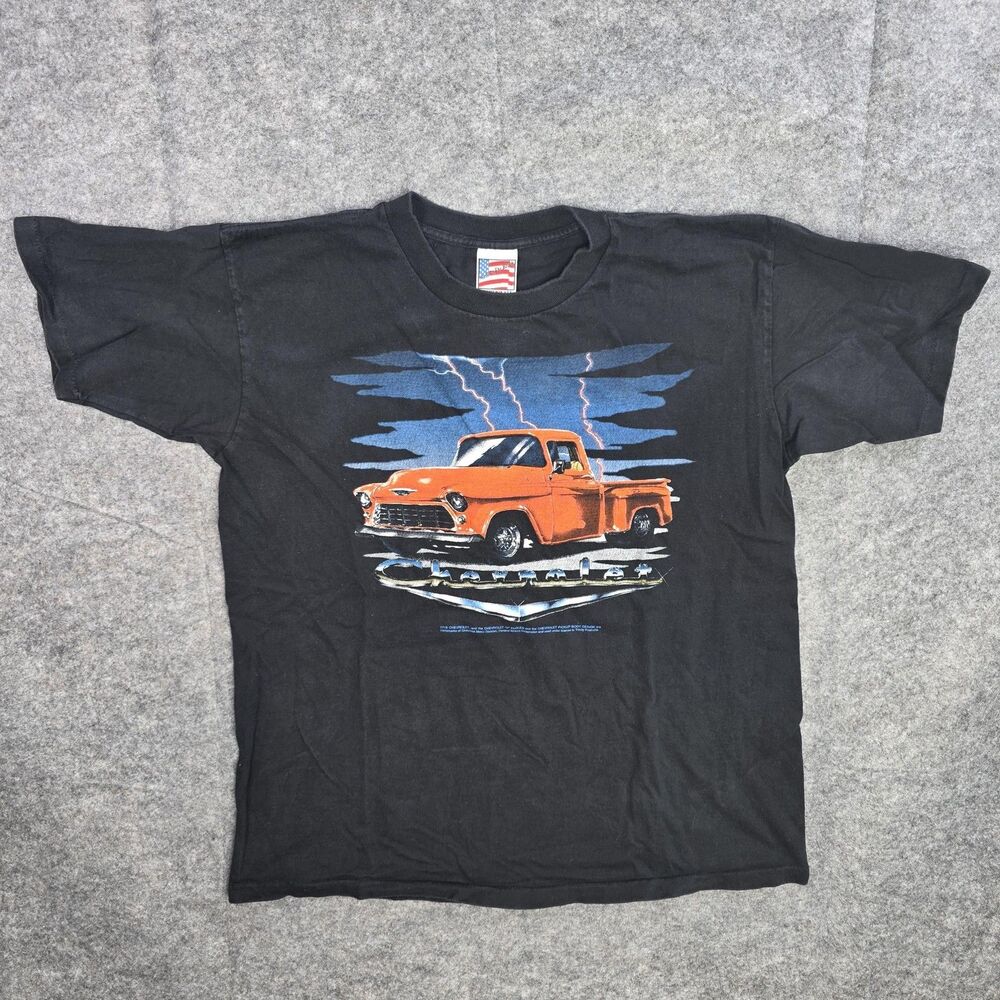 Vintage Chevrolet Lightning Shirt Mens Large‎ Black Orange Pickup Truck 90s USA